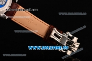 Ulysse Nardin Skeleton Tourbillon Manufacture Asia Automatic Steel Case with Brown/White Dial and Brown Leather Strap