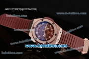 Hublot King Power Chrono Swiss Valjoux 7750 Automatic Rose Gold Case with Brown Rubber Strap and Rose Gold Markers (YR)