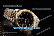 Rolex Datejust II Asia 2813 Automatic Two Tone Case/Bracelet with Black Dial and Diamonds Markers (BP)