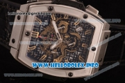 Hublot MP-06 Senna Champion 88 Chrono Miyota Quartz Steel Case with Skeleton Dial and Black Leather Strap