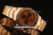 Rolex Daytona Chronograph Swiss Valjoux 7750 Automatic Rose Gold Case and Rose Gold Dial with PVD Bezel-Rose Gold Strap