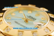 Rolex Datejust Automatic Movement Full Gold with Blue MOP Dial and Diamond Markers/Bezel-ETA Coating Case