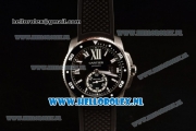 Cartier Calibre de Cartier ETA 2824 Automatic Steel Case with Black Dial Roman Numberal Markers and Black Rubber Strap