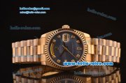 Rolex Day-Date Swiss ETA 2836 Automatic Rose Gold Case/Strap with Black MOP Dial and Diamond Markers