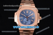 Patek Philippe Nautilus Clone PP 315 Automatic Rose Gold Case/Bracelet with Blue Dial and Stick/Arabic Numeral Markers (BP)