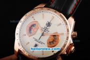 Tag Heuer Grand Carrera Calibre 17 Working Chronograph Rose Gold Bezel with White Dial