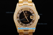 Rolex Day-Date Automatic Full Gold Black Dial with Diamond Bezel