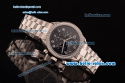 Omega Speedmaster Chrono Swiss Quartz Steel Case Diamond Bezel with Steel Strap and Black Dial Numeral Markers