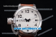 U-Boat Chimera Automatic Asia ST25 Automatic Steel Case White Dial Arabic Number Markers and Brown Leather Strap