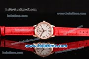 Vacheron Constantin Patrimony Swiss ETA 2824 Automatic Rose Gold Case with Red Leather Strap White Dial and Stick/Numeral Markers