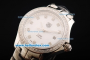 Tag Heuer Link 200 Meters Swiss Quartz Movement White Dial with Diamond Bezel/Markers and SS Strap-Lady Model