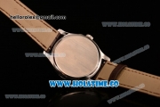 Patek Philippe Calatrava Miyota 9015 Automatic Steel Case with White Dial and Brown Leather Strap - Silver Stick Markers