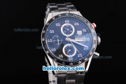 Tag Heuer Carrera Caliber 16 Automatic Movement Valjoux 7750 Case with Black Dial and SS Strap