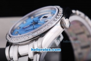 Rolex Day-Date Automatic with Diamond Bezel and Diamonds Marking-Blue Dial