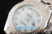 Rolex Day-Date Oyster Perpetual Chronometer Automatic Movement Light Blue MOP Dial with Diamond Bezel and Diamond Markers