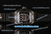 Richard Mille RM 52-01 Swiss ETA 2671 Automatic PVD/Diamond Case with Black Rubber Bracelet White Markers and Skeleton Dial - 1:1 Original