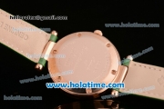 Franck Muller Ronde Miyota Quartz Rose Gold Case with Green Leather Bracelet White Dial and Green Stick Markers