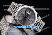 Rolex Day-Date Swiss ETA 2836 Automatic Stainless Steel Case/Bracelet with Silver Dial and Stick Markers (BP)