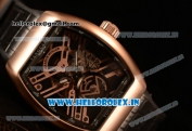 Franck Muller Vanguard Miyota Automatic Copy Tourbillon Rose Gold Case With Skeleton Dial Leather/Rubber Strap