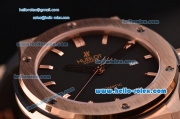 Hublot Classic Fusion Swiss ETA 2834 Automatic Rose Gold Case with Black Dial Stick Markers and Black Rubber Strap