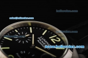 Panerai PAM 090 Luminor Power Reserve Automatic Movement Black Dial with Green Markers and Black Leather Strap