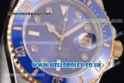 Rolex Submariner Swiss ETA 2836 Automatic Two Tone Case/Bracelet with Blue Dial and Dot Markers (BP)