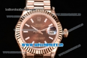 Rolex Datejust Swiss ETA 2671 Automatic Rose Gold Case with Brown Dial Stick Markers and Rose Gold Bracelet (BP)