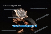 1:1 Rolex Yachtmaster 40 3135 Automatic Rose Gold Case with Black Dial Dots Markers and Black Rubber Strap (EF)