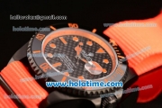 Rolex Submariner Asia 2813 Automatic PVD Case with Orange Markers Carbon Fiber Dial and Orange Nylon Strap