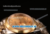 Rolex Datejust 37mm Swiss ETA 2836 Automatic Two Tone with Gold Dial and Diamonds Markers