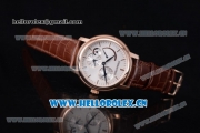 Audemars Piguet Jules Audemars Dual Time Asia ST25 Automatic Rose Gold Case Silver Dial Stick Markers and Brown Leather Strap