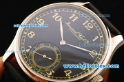 IWC Portuguese Manual Winding Movement Steel Case with Yellow Markers and Black Leather Strap