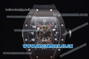 Richard Mille RM 022 Carbone Tourbillon Aerodyne Double Time Zone Japanese Miyota 6T51 Manual Winding PVD Case with Skeleton Dial and Black Rubber Strap - 1:1 Original