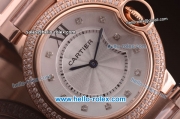 Cartier Ballon Bleu De Miyota Quartz Movement Rose Gold Case and Strap with Diamond Bezel/Markers