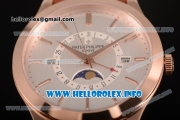 Patek Philippe Grand Complications Perpetual Calendar Miyota Quartz Rose Gold Case with Silver Dial and Rose Gold Stick Markers