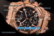 Audemars Piguet Royal Oak Offshore Miyota OS20 Quartz Diamonds/Rose Gold Case with Black Dial and Arabic Numeral Markers - Diamonds Bezel (EF)