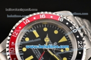 Rolex GMT Master Oyster Perpetual Automatic Movement ETA Case with Black/Red Bezel-Yellow Markers and Black Dial
