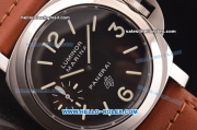 Panerai Luminor Marina Logo PAM 005 Swiss ETA 6497 Manual Winding Steel Case with Black Dial and Brown Leather Strap - 1:1 Original