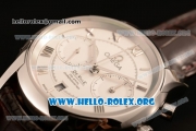 Omega De Ville Co-axial Chronograph Clone Omega 9300 Automatic Steel Case with White Dial and Brown Leather Strap (EF)