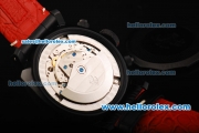 Ferrari Chronograph Swiss Valjoux 7750 Automatic Movement PVD Case with Black Dial and Red Arabic Numerals