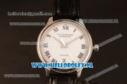 Chopard L.U.C 9015 Auto Steel Case with White Dial and Black Leather Strap