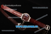 Cartier Ballon Bleu De Small Swiss Quartz Steel Case with Brown Dial White Roman Numeral Markers and Brown Leather Strap