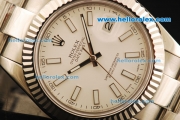 Rolex Datejust II Swiss ETA 2836 Automatic Movement Full Steel with White Dial and White Stick Markers