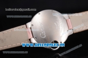 Cartier Ballon Bleu Medium Asia Automatic Steel Case with White Dial Roman Numeral Markers and Pink Leather Strap (YF)