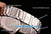 Omega De Ville Ladymatic Swiss Quartz Movement Steel Case Steel Bracelet with Diamond Bezel and White Dial