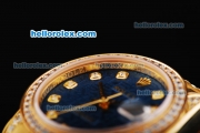 Rolex Datejust Automatic Movement Golden Case With Blue Dial and Diamond Bezel