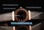 Hublot Classic Fusion Tourbillon Manual Winding Rose Gold Case with Black Dial and Black Leather Strap