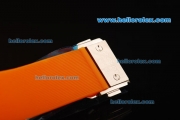 Hublot Big Bang Swiss Quartz Movement Steel Case with Orange Diamond Bezel and Orange Rubber Strap