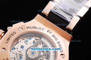 Hublot Big Bang Swiss Valjoux 7750 Automatic Movement Full Rose Gold with Black Bezel and Black Grid Dial