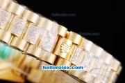 Rolex Day-Date Oyster Perpetual Automatic Full Gold with Diamond Dial and Red Marking